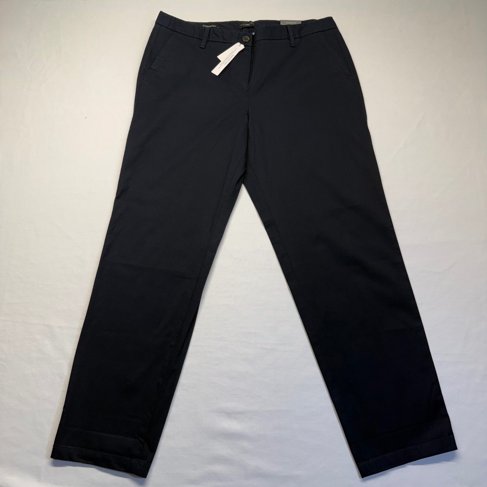Talbots Relaxed Chino Pants 10 Navy Blue Womens Stretch Ankle NWT Supersoft